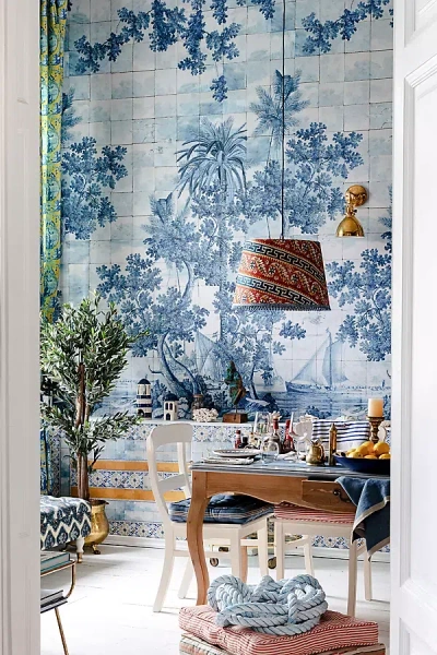 Mindthegap Azure Mural Wallpaper In Blue