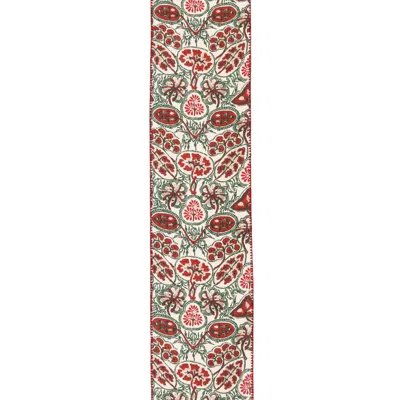Mindthegap Green / White / Red Heirloom Table Runner By Minthegap In Multi