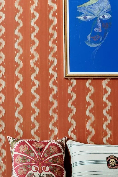 Mindthegap Vintage Ikat Wallpaper In Orange