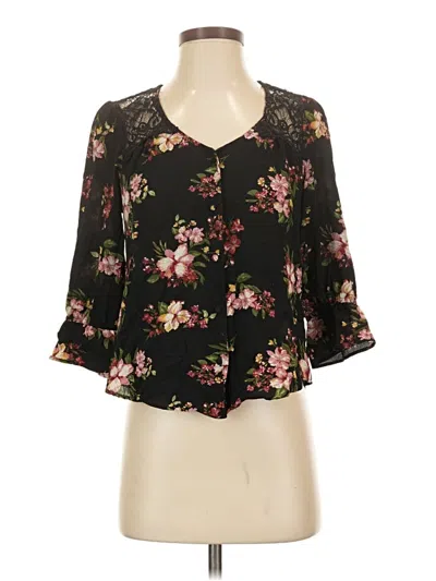 Pre-owned Mine 3/4 Sleeve Blouse In Black