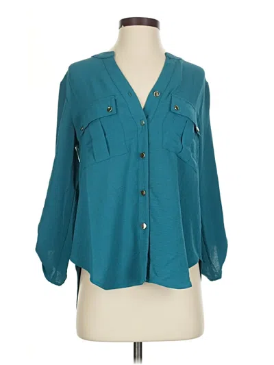 Pre-owned Mine 3/4 Sleeve Blouse In Blue