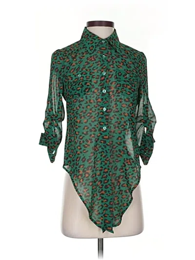 Pre-owned Mine 3/4 Sleeve Blouse In Green