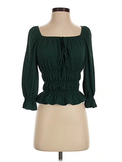 Pre-owned Mine 3/4 Sleeve Blouse In Green