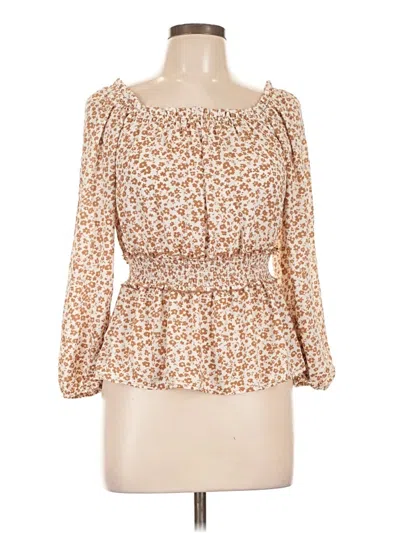 Pre-owned Mine 3/4 Sleeve Blouse In Tan