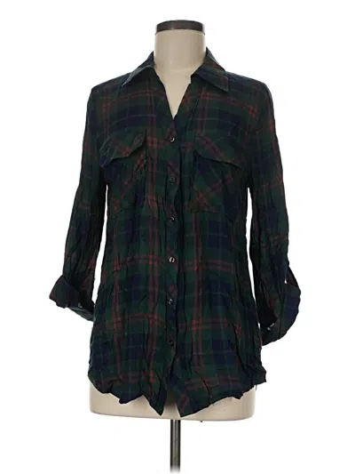 Pre-owned Mine 3/4 Sleeve Button Down Shirt In Green