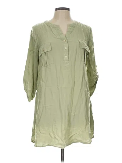 Pre-owned Mine 3/4 Sleeve Button Down Shirt In Green