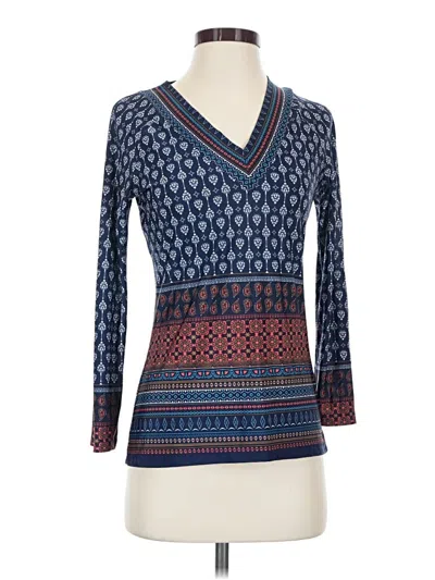 Pre-owned Mine 3/4 Sleeve Top Blue V-neck Tops