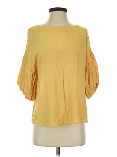 Pre-owned Mine 3/4 Sleeve Top Yellow Cold Shoulder Neckline Tops