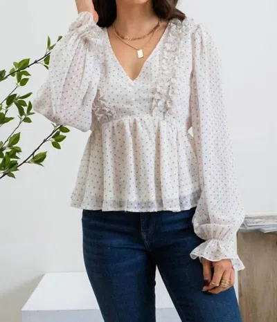 Mine And E & M Audrey Polka Dot Swiss Top In Ivory