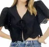 Mine Black Eyelet Top In Black