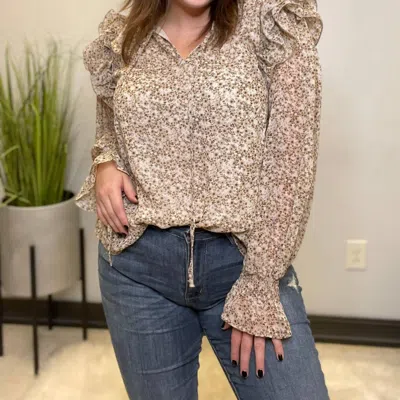 Mine Ditsy Floral Blouse In Beige