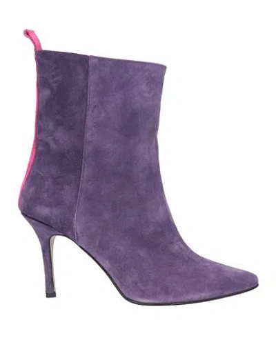 Mine London Woman Ankle Boots Purple Size 9 Leather