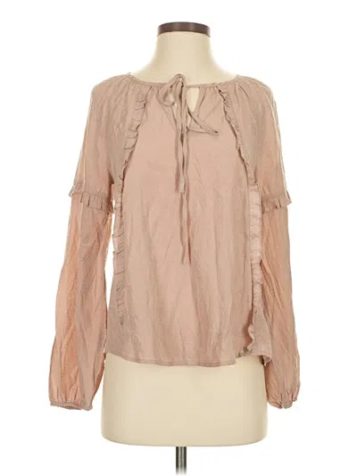 Pre-owned Mine Long Sleeve Blouse In Tan
