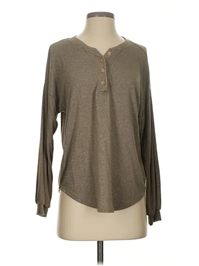 Pre-owned Mine Long Sleeve Henley Shirt In Brown