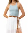 Mine Scalloped Edge Halter Style Layering Tank In Jade In Multi