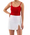 Mine Scalloped Edge Layering Tank In Red In Red
