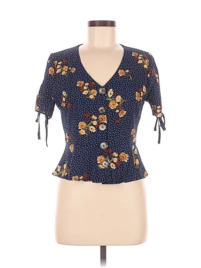 Pre-owned Mine Short Sleeve Blouse In Blue