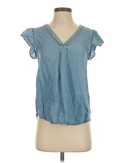 Pre-owned Mine Short Sleeve Blouse In Blue