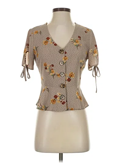 Pre-owned Mine Short Sleeve Blouse In Brown