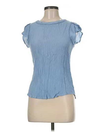 Pre-owned Mine Short Sleeve Top Blue Keyhole Neckline Tops