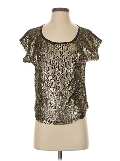 Pre-owned Mine Short Sleeve Top Gold Metallic Pattern Scoop Neck Tops