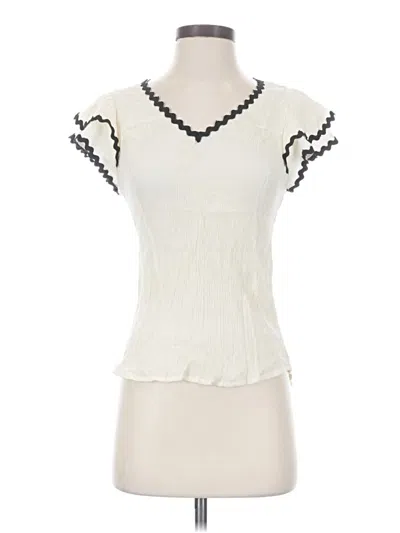 Pre-owned Mine Short Sleeve Top Ivory Sweetheart Neckline Tops