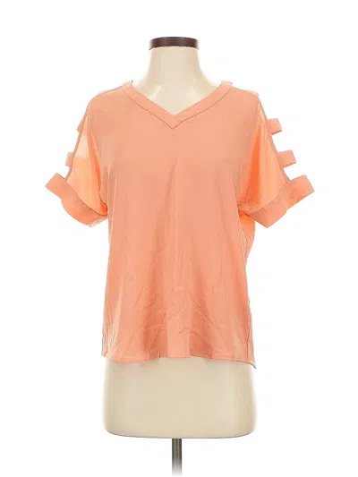 Pre-owned Mine Short Sleeve Top Orange Cold Shoulder Neckline Tops