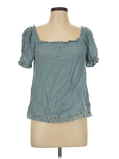 Pre-owned Mine Short Sleeve Top Teal Square Neckline Tops