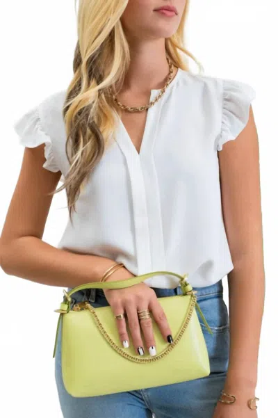 Mine Split Neck Ruffle Sleeve Blouse In White