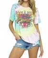 Mineb Rock Short Sleeve Slitted Tee In Blue Multi In Multi