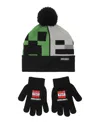 Minecraft Big Boys 2-piece Hat And Ribbed Knit Gloves Set In Black