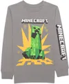 Minecraft Big Boys Hostile Behavior Long Sleeve T-shirt In Gray