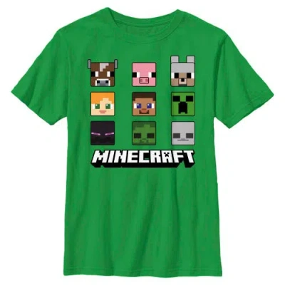 Minecraft Kids' Boy's  Animated Icon Faces  Graphic T-shirt In Green