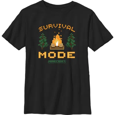 Minecraft Kids' Boy's  Campfire Survival Mode  Graphic T-shirt In Black