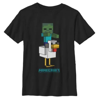 Minecraft Kids' Boy's  Chicken Jockey Logo  Graphic T-shirt In Black