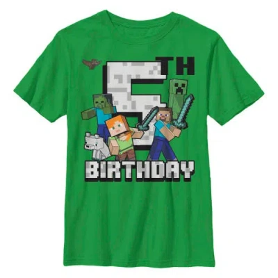 Minecraft Kids' Boy's  Happy 5th Birthday  Graphic T-shirt In Green