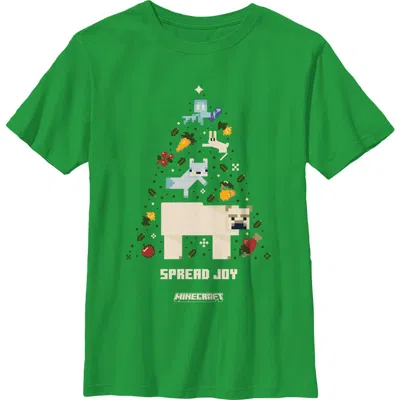 Minecraft Kids' Boy's  Spread Joy Christmas Tree  Graphic T-shirt In Green