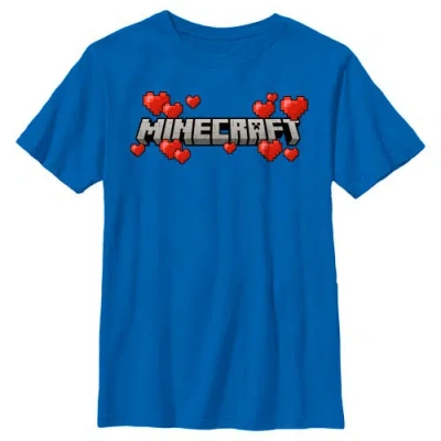 Minecraft Kids' Boy's  Valentine's Day Hearts Logo Graphic T-shirt In Blue