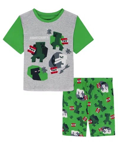 Minecraft Kids' Boys' 6-12 Printed Short-sleeve T-shirt & Shorts, 2-piece Set In Multi
