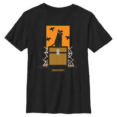Minecraft Kids' Boys  Black Cat And Bats Logo T Shirt