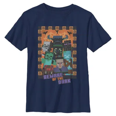 Minecraft Kids' Boys  Halloween Beware Of The Dark T Shirt In Navy Blue