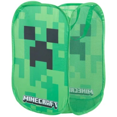 Minecraft Creeper Laundry Basket Green Pixel Cube
