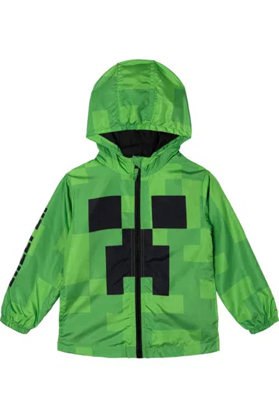 Minecraft Creeper Plush Lined Hooded Windbreaker Jacket (little Kid & Big Kid) In Green