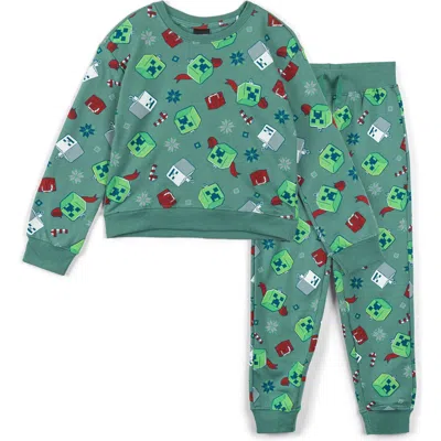 Minecraft Fleece Sweatshirt And Joggers Set (little Kid & Big Kid) In Creeper Ghast Green
