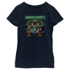 Minecraft Girl's  Halloween Creeper Haunted House  Graphic T-shirt In Green