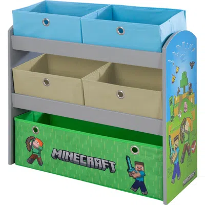 Minecraft Play Shelf With Fabric Storage Boxes In Multi