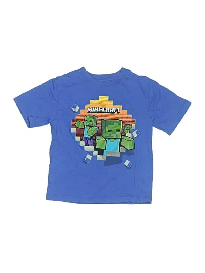 Pre-owned Minecraft Kids' Short Sleeve Top Blue Tops