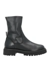 Minelli Woman Ankle Boots Black Size 8 Leather, Textile Fibers In Black