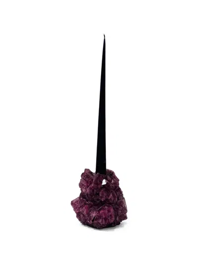Mineral Series Crystal Amethyst Candlestick Holder In Purple