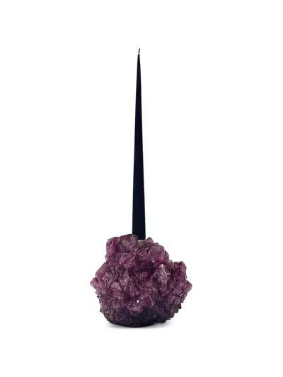 Mineral Series Crystal Candlestick Holder In Purple